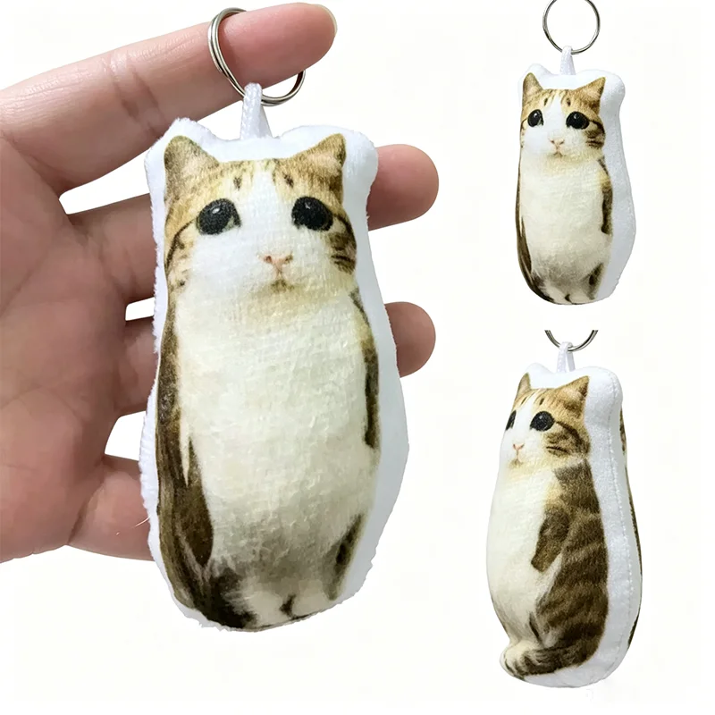 Cat Voice Plush Toy Keychain Funny Cute Kitty Sound Pendant Plush Kitten Doll Bag Pendant Key Chain Soft Stuffed Toys Girl Gifts