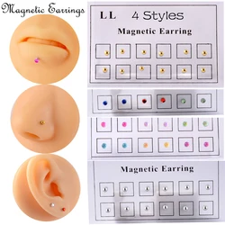 1-10 Sets Wholesale Magnet Ear Cartilage Lip Labret Stud Nose Ring Fake Cheater Non Pierced Jewelry Magnetic Earring Piercings