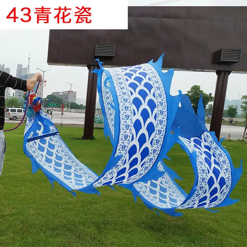 6/8/10 Meters Easy Chinese Dragon Dance Set For Adults Silk Ribbon Dance With Head Festival Celebration At School Width 75cm