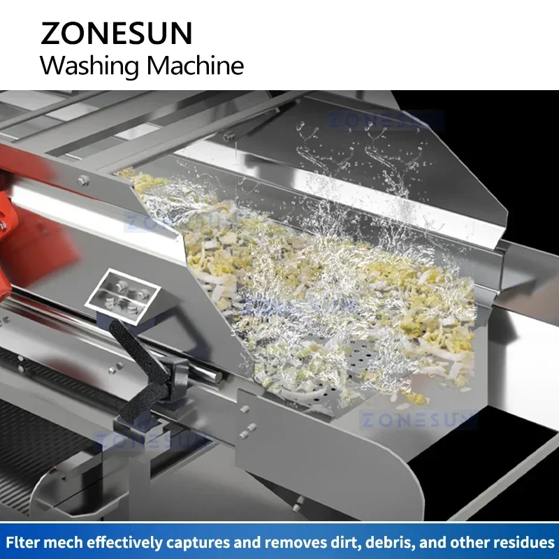 ZONESUN ZS-VW1500 Lavadora comercial de verduras y frutas para línea de purificación y procesamiento de productos