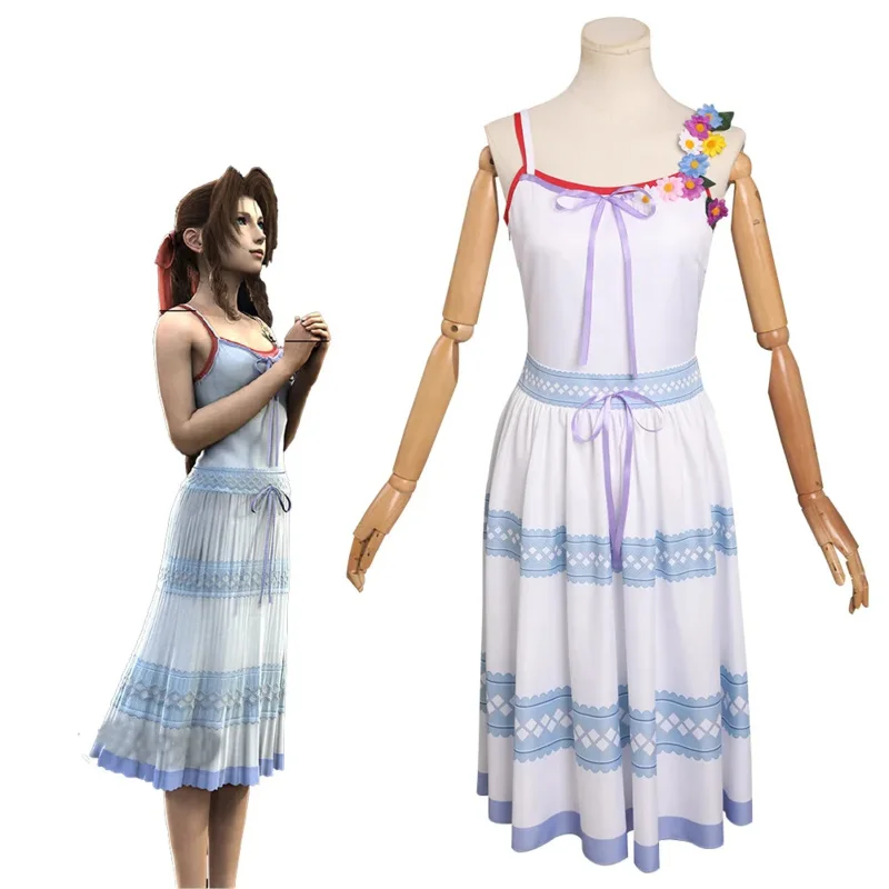 Crisis Core Final Fantasy VII Aerith Gainsborough Cosplay Costume Outfits Halloween Carnival Suit Role Play RZ8056