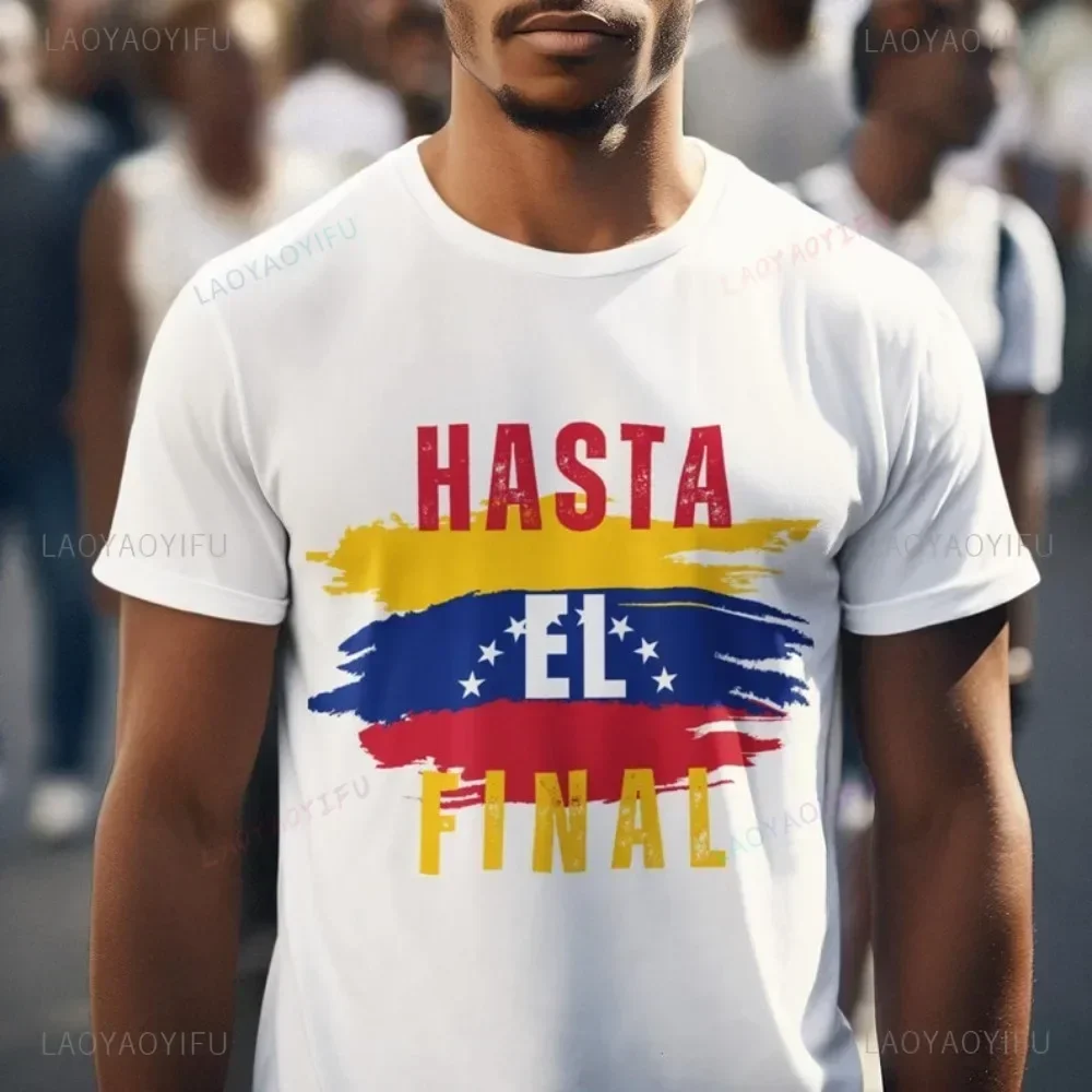 Hasta El Final Male High Quality T-shirt Venezuela Vintage Flag Venezuelan Pride Roots Tee Men Women Unisex T Shirts Tops