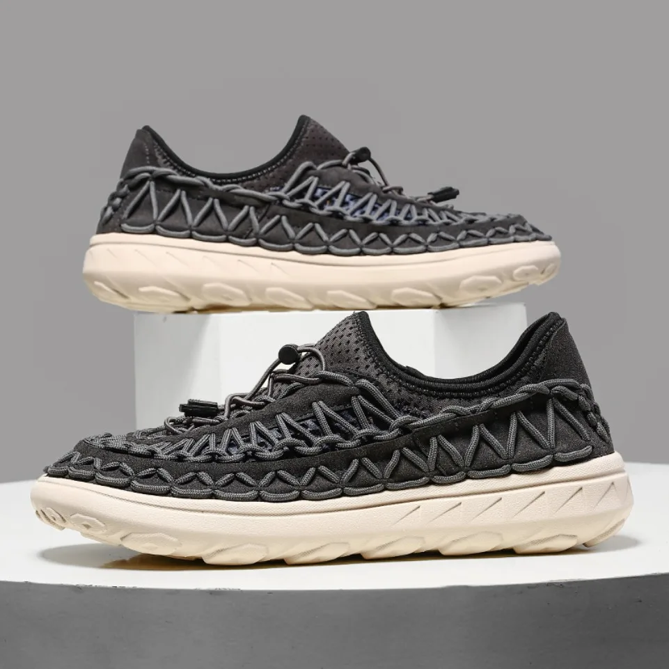 الصيف حجم كبير 47 الرجال الصنادل موضة اليدوية النسيج أحذية رجالي تصميم تنفس أحذية رياضية كاجوال في الهواء الطلق الرجال حذاء للحديقة