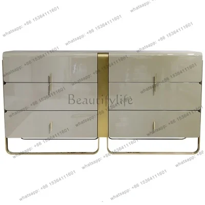 

Italian light luxury dining side cabinet modern simple solid wood living room home designer fashionable high-end