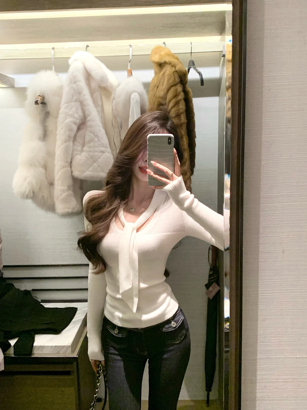 

JustQin High nce Sister 2025 Autumn Winter New Sle Slim Sexy Sa Knitted Sweater Women Base Layer Ele