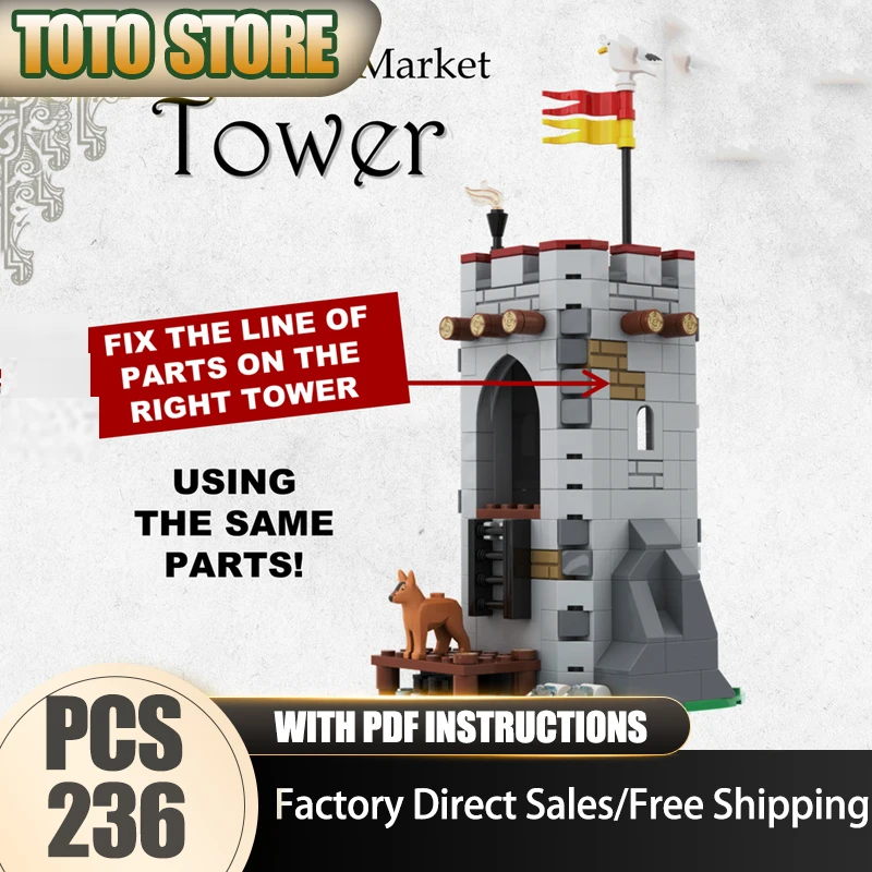 

Средневековый замок Moc, строительный блок, модульная модель морского рынка, башня, технология, сборка кирпича, игрушка, строительство, праздничные подарки