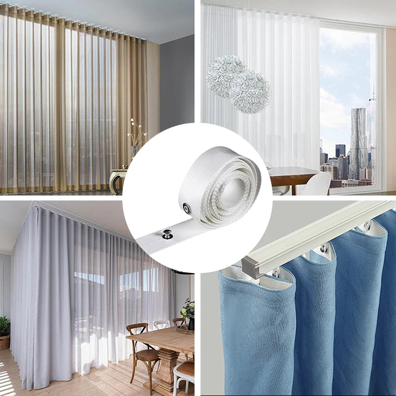 10Mx6cm S Fold Wave Curtain Heading Electric Curtain Track DIY Curtains Accessories Hotel Home Curtains Thickened Fabric Tapes