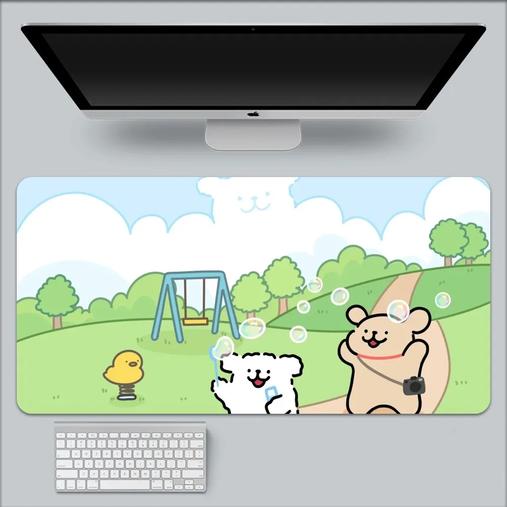 Kawaii Line Dog Mouse Pad Large Gaming Compute Gamer PC Keyboard Mouses Mat