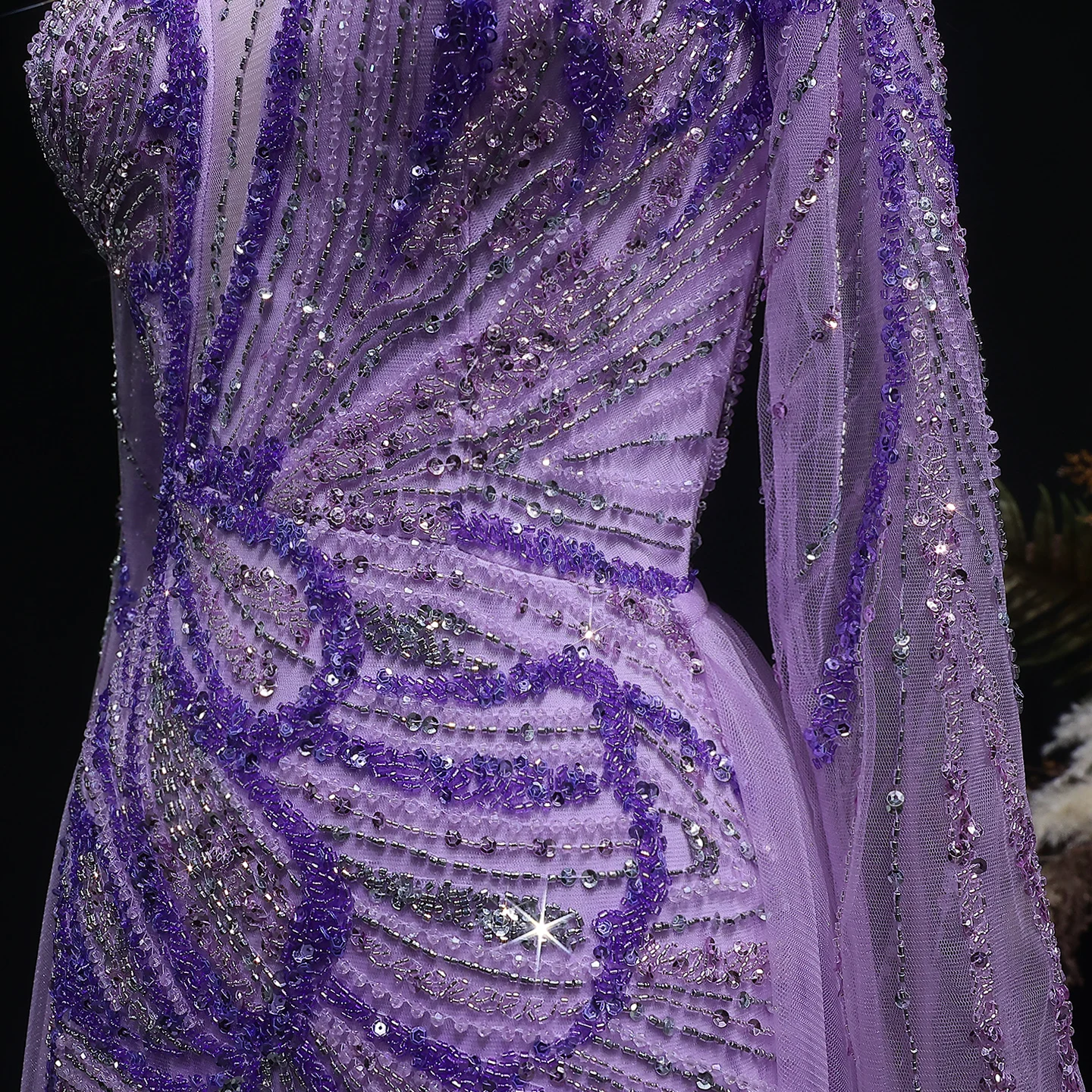 Sharon Said Dubai Luxuriöses Flieder-Abendkleid mit hohem Seitenschlitz, Weinrot, Grün, Damen-Abendkleider SS160, individuell anpassbar – Detail 11