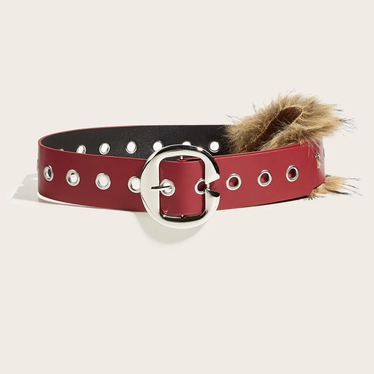 Female Minority Punk Style Design Sense Black Wide Belt Personality Advanced Sense With Skirt Jeans Belt Leather Fur hair Belt
