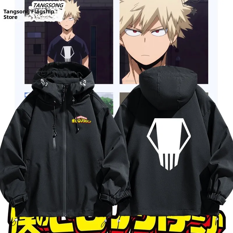 Chaqueta Bomber de Anime My Hero Academia para Hombre, Ropa Exterior Cortavientos de Poliéster, Nailon y Fibra Cosite, Abrigo con Capucha de Manga Larga