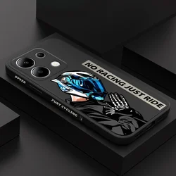 Motorcycle Boy Phone Case For Xiaomi Redmi Note 13 12 12S 11 11S 10 10S 9 9S Pro Plus 4G 5G Liquid Silicone Cover