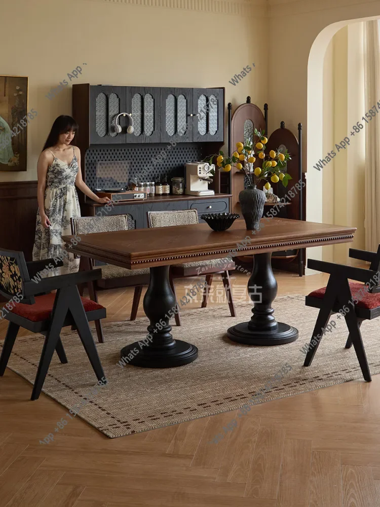 Xx French Modern Simple Dining Table/retro Solid Wood Large Board Table American One Table And Six Chairs Eating Table