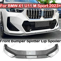 Front Bumper Lip Spoiler Splitter Diffuser Gloss Black Body Kits Canard For BMW X1 U11 M-Sport 2023+ Tuning Accessories