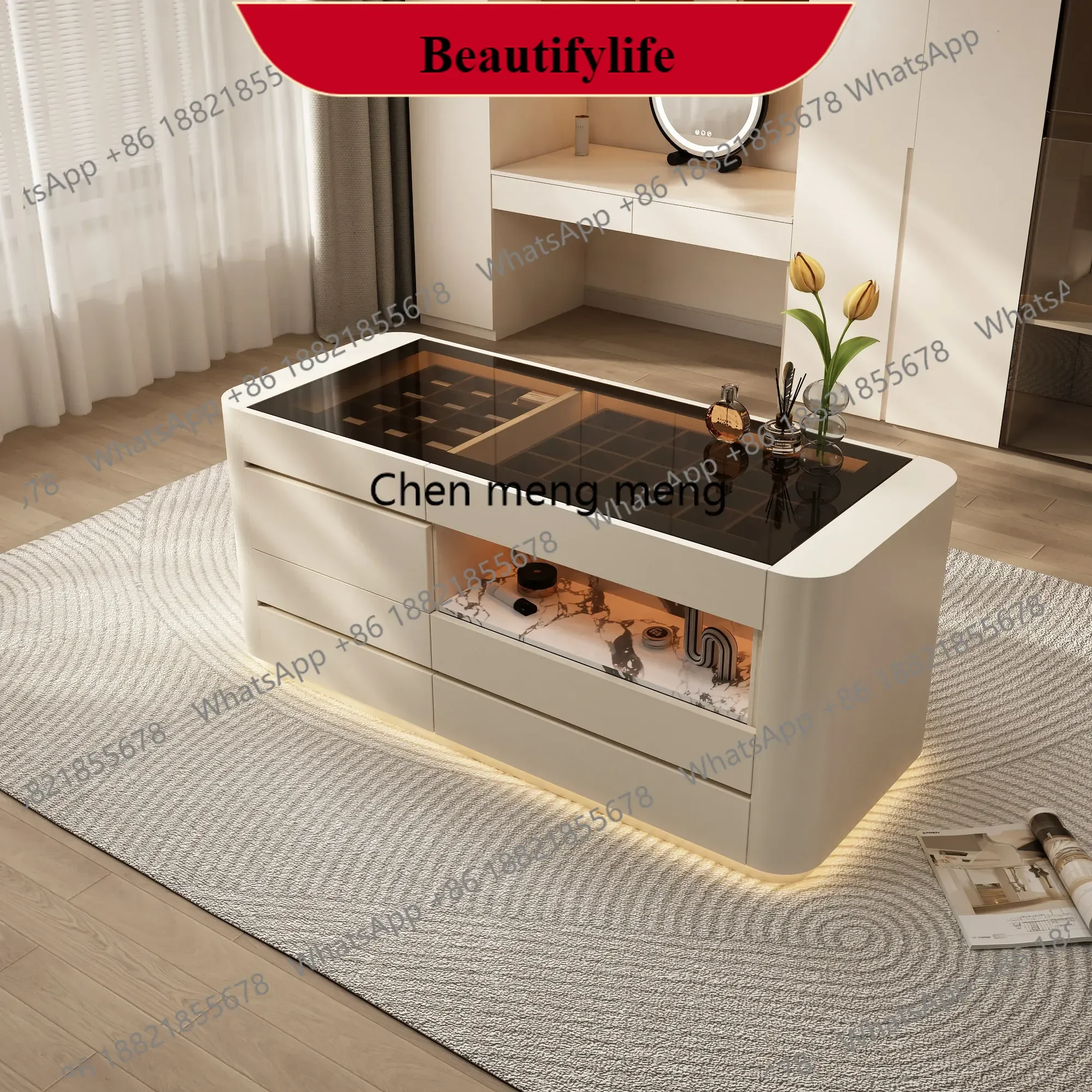 

M138Solid wood Nakajima Taiwan home jewelry storage cabinet bedroom double-sided drawer chest jewelry display floor cabinet