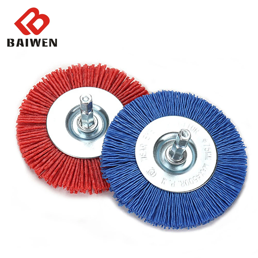 1PC Nylon Cup Brush 3 Inch Abrasive Wire Wheel Brush for Drill Rotary Tool Wood Polishing Deburring Cleaning 1/4