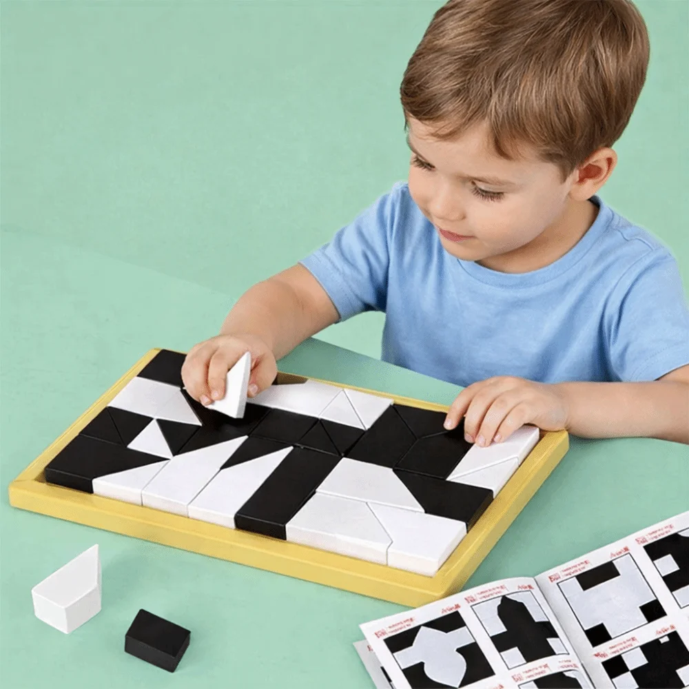Black White Design Building Blocks Educational Logic Training Intelligent Puzzle 120 Level Spatial Thinking Training
