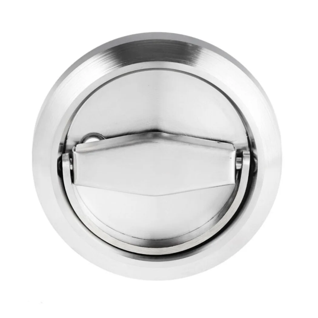 Cabinet Pull Handle Cup Door Firreproof Door Furniture Invisible Recessed Ring Round Silver Stainless Steel Wardrobe