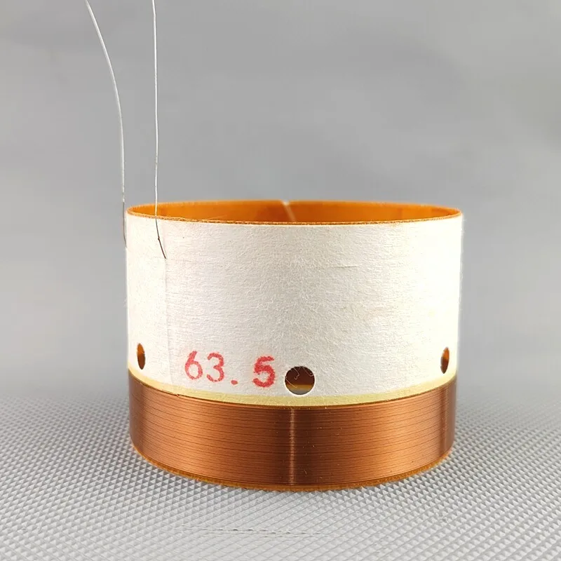 1PCS 63.5mm Voice Coil 2-Layer 16Ω Round Copper Wire Bass Speaker Part Fiberglass Former