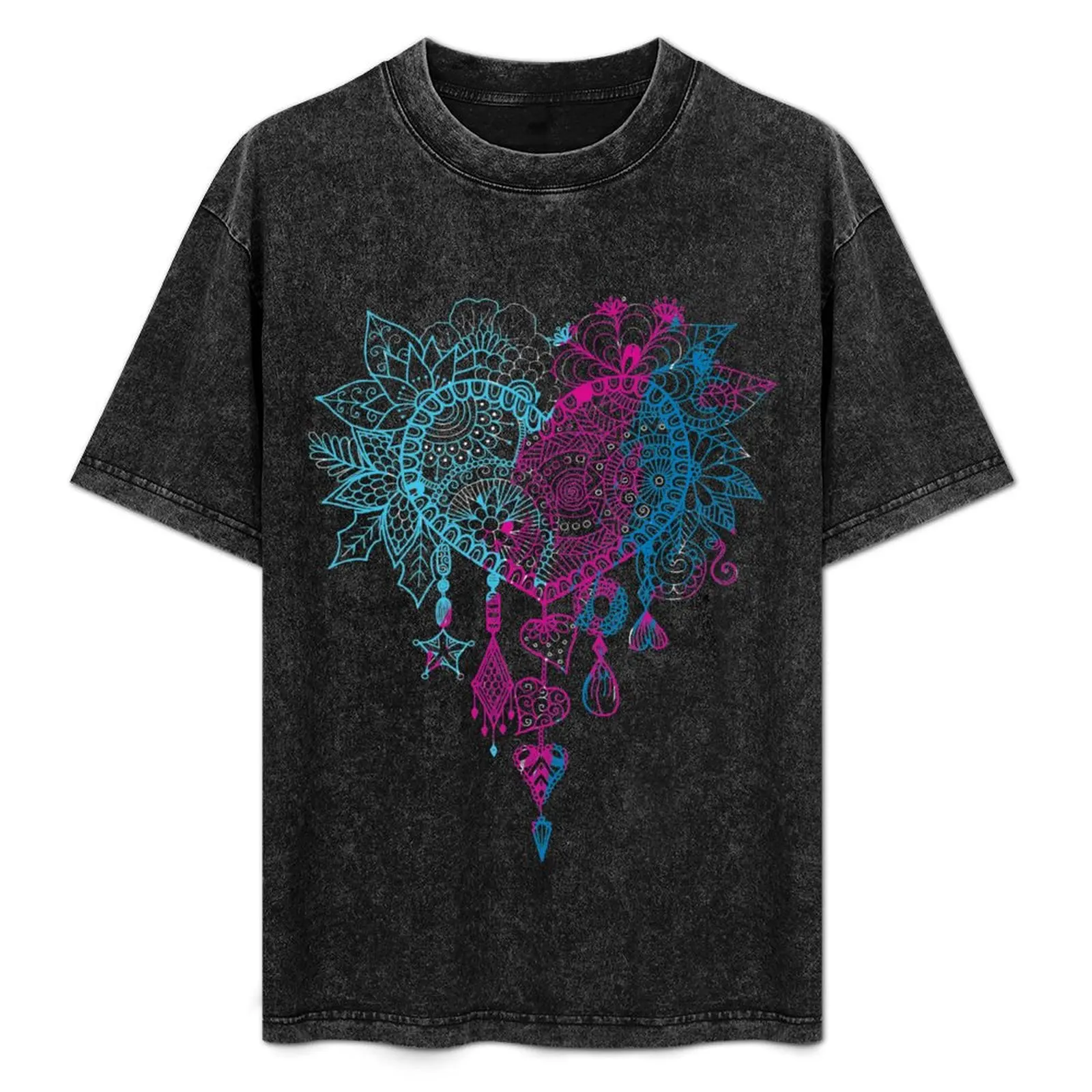 

Mandala Heart Perfect Drawing Colors Gift For Her And Him T-Shirt Holiday Casual Short Sleeve Top