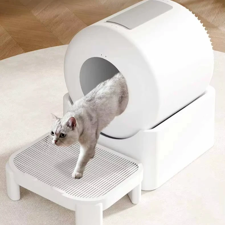 Multiple Cats Smart Lavatory White Automatic Self-Cleaning Cat Litter Box App Controlled With Health Monitoring