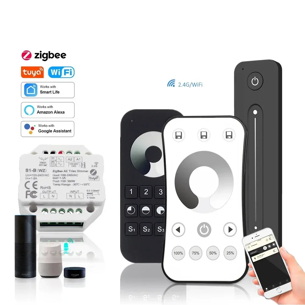 

Триак Zigbee светодиодный диммер 220 В переменного тока 110 В 230 В Tuya умный контроллер переключателя WIFI беспроводной RF 2,4G пульт дистанционного управления для одноцветной лампы накаливания