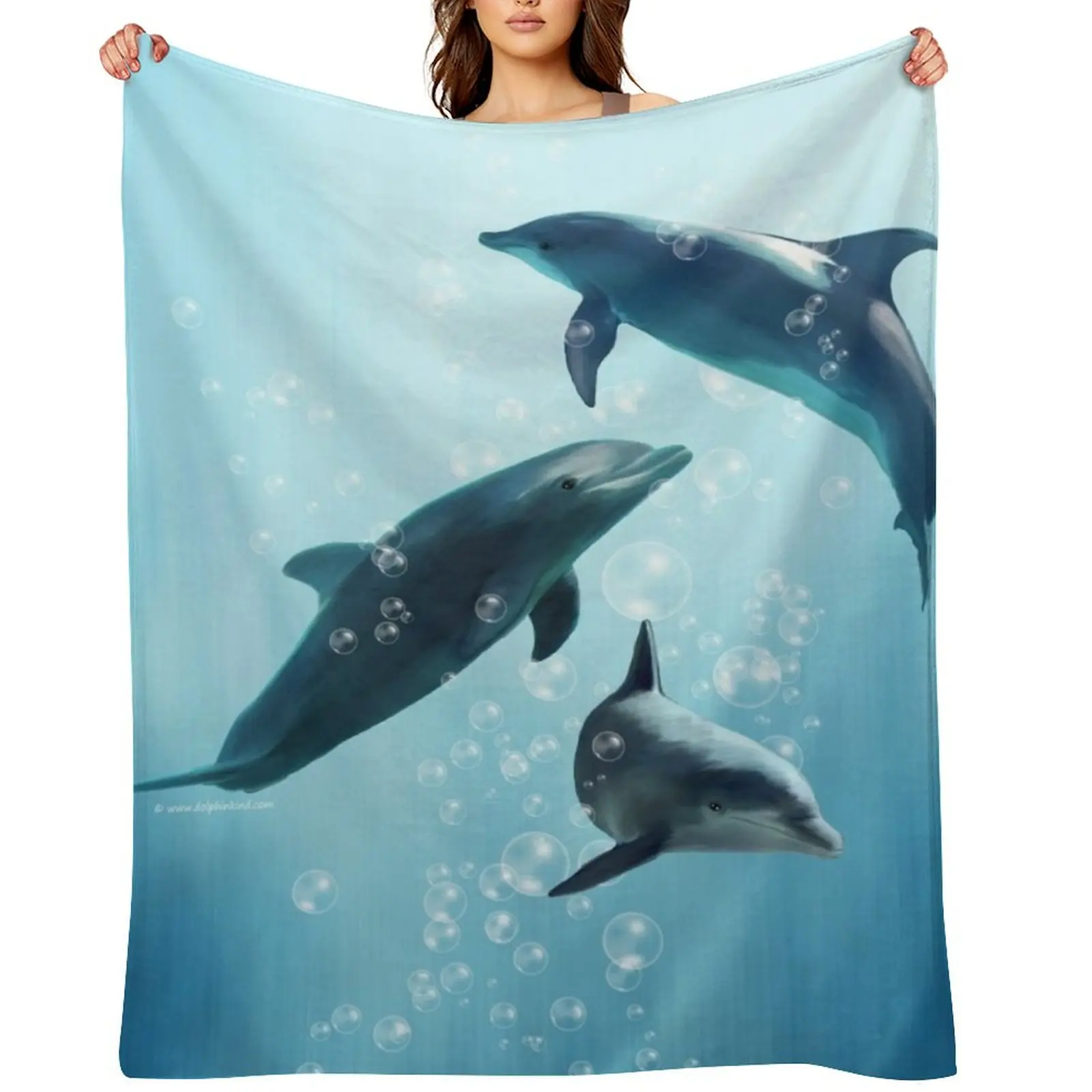 

Dolphins in the Sea Throw Blanket Multi-Purpose Blankets For Bed Extra Large Throw Summer Beddings Blankets