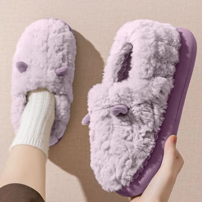 

​Women's Winter 2025 New Thick Furry Cotton Slippers Closed Heel Indoor Warm Shoes Thick Sole Home Use​ Slippers