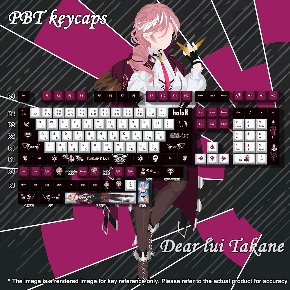 Anime Keycaps Kanata Hololive Vtuber Key Cover PBT DYE Sublimation Cherry Profile For MX Cross Switch Keycap Mechanical Keyboard