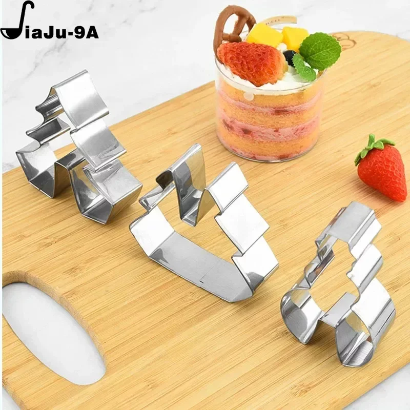 3D Gingerbread House Stainless Steel Christmas Scenario Cookie Cutters Set Biscuit Mold Fondant Cutter Baking Tool Child\'s Gifts