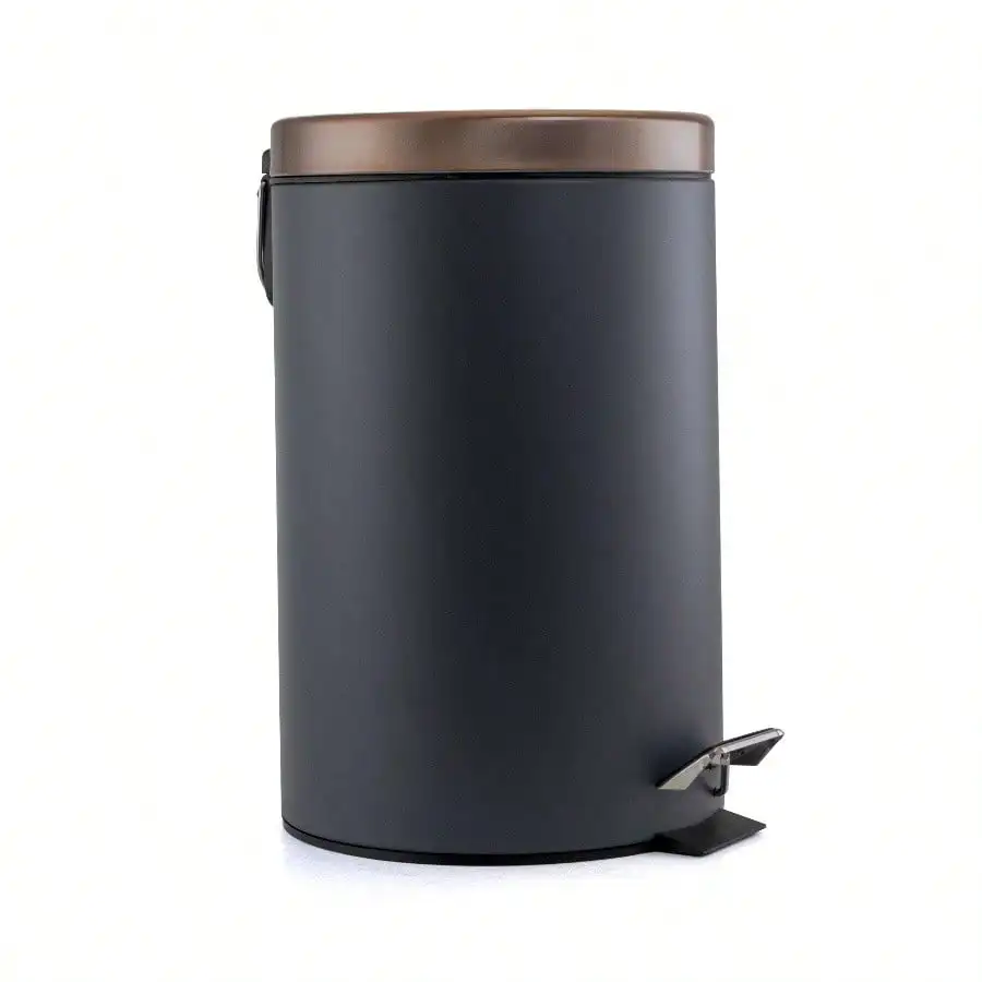 

12 Liter Stylish Grey and Copper Soft Pedal Office, Kitchen and Bathroom Trash Bin