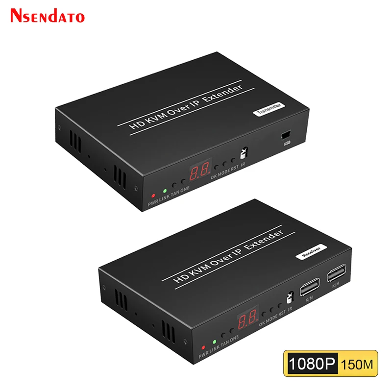 

KVM Extender HDMI-Compatible RJ45 1080P Cat5E/6 150M HD USB KVM Extender H.264 POE over Network Extender With TCP/IP Switches