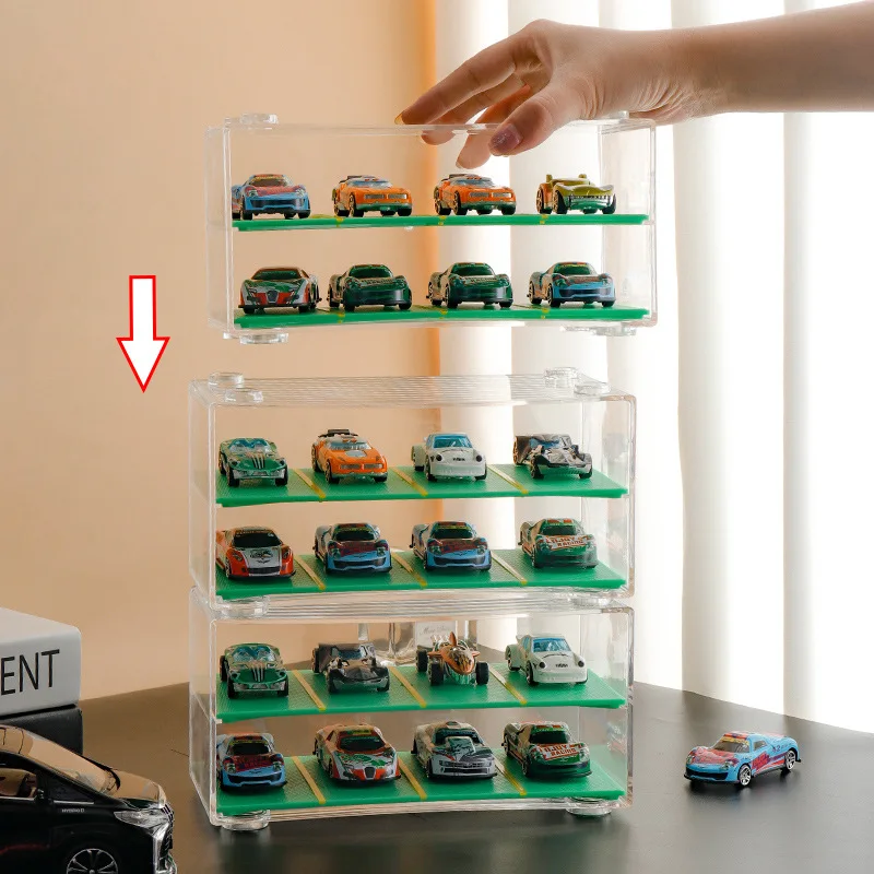 1:64 Scale Car Storage Box Cars Diecast Storage Acrylic Dustproof Box for Hot Wheels Transparent Display Car Model Cabinet Rack