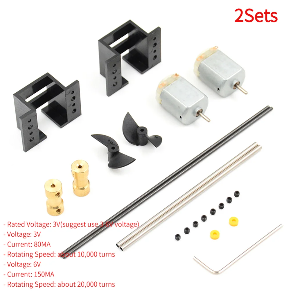 2Sets Double Motors RC Boat Motor Drive Set 130 Motor Kit For DIY Model Ship.
