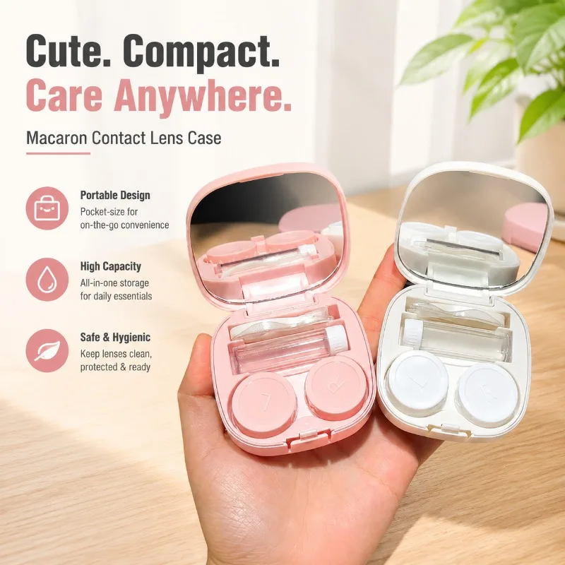 Simple Macaron Color Contact Lens Case Korean Style Portable Beauty Lens Storage Box High Appearance Level Mini Travel Container
