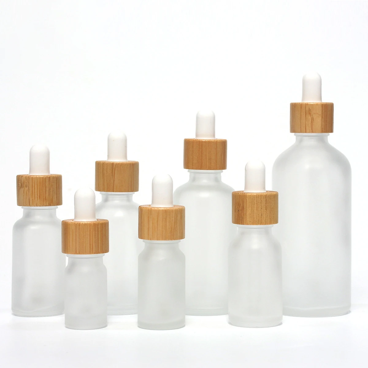 5ML-100ML Wood Frosted Glass Dropper Bottle Essential Oil for Cosmetic Skin Care Pipette Container Bottles with Bamboo Lid