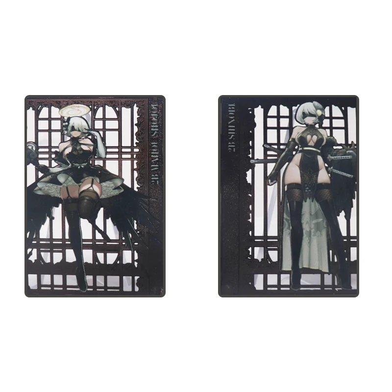 Anime Goddess Story Diy Black Metal Cards Characters Yorha No 2 Type B Collectible Card Christmas Birthday Gifts Children\'s Toys