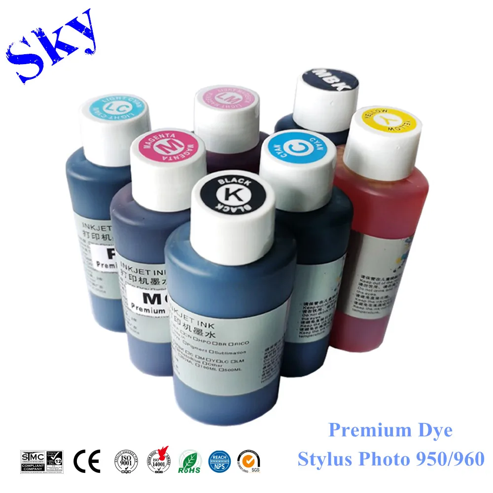 

Краска премиум-класса Sky для Epson T0331 T0336, качественная заполнение для Epson Stylus Photo 950 960. [7 цветов]