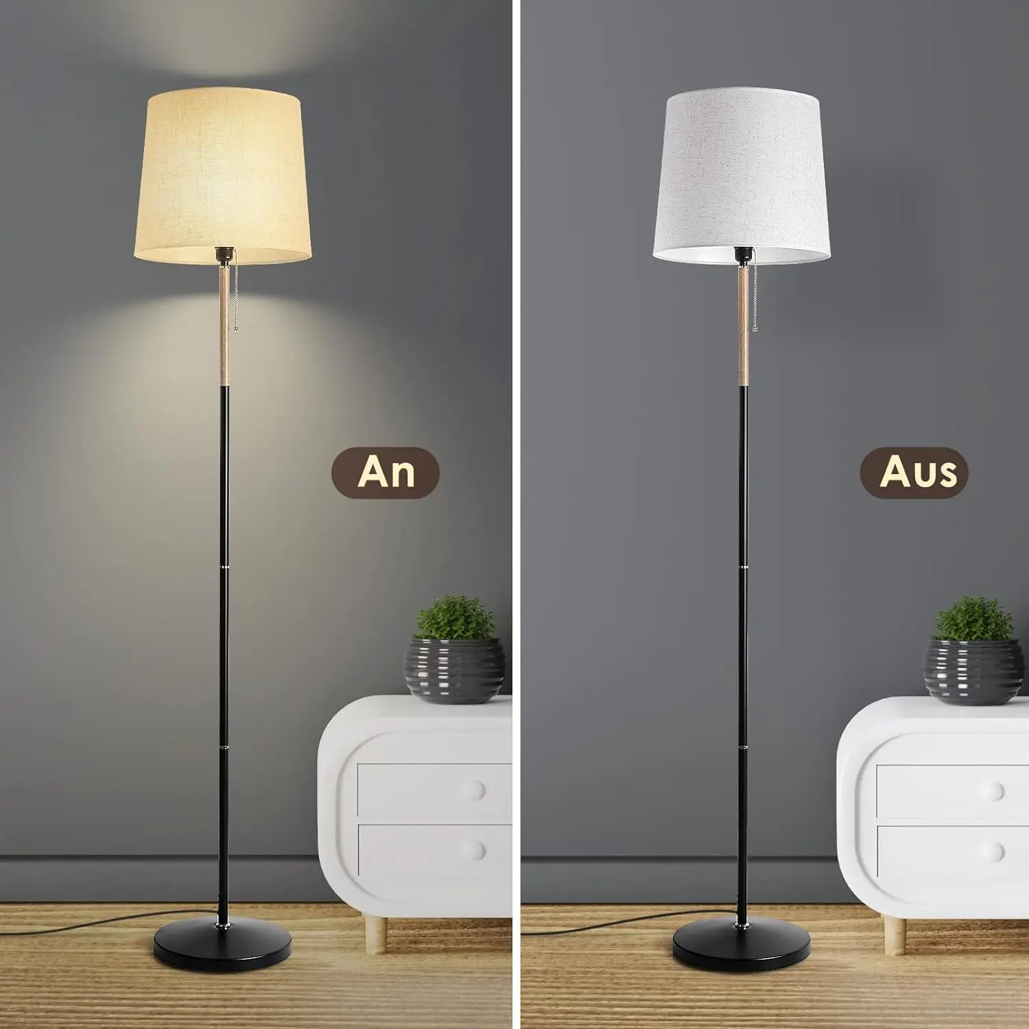NONE Moderne Stehlampe Design Pole Lampe mit Schirm Hohe Lampe für Wohnzimmer Schlafzimmer Büro Esszimmer Küche E27 Einfach 4