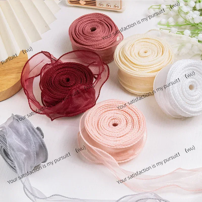 Size 10/Roll 6cm Chiffon Silk Ribbon, Satin, for DIY Handmade Gift Wrapping Wedding Bouquets, Wreaths, Sewing Supplies