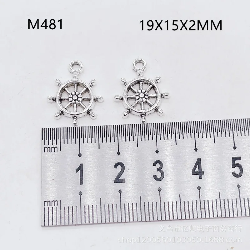 Factory Direct Sales 100Pieces diy  Ornament Nautical Ship Wheel Anchor Pendant Material Necklace Clothing Decorative Pendant