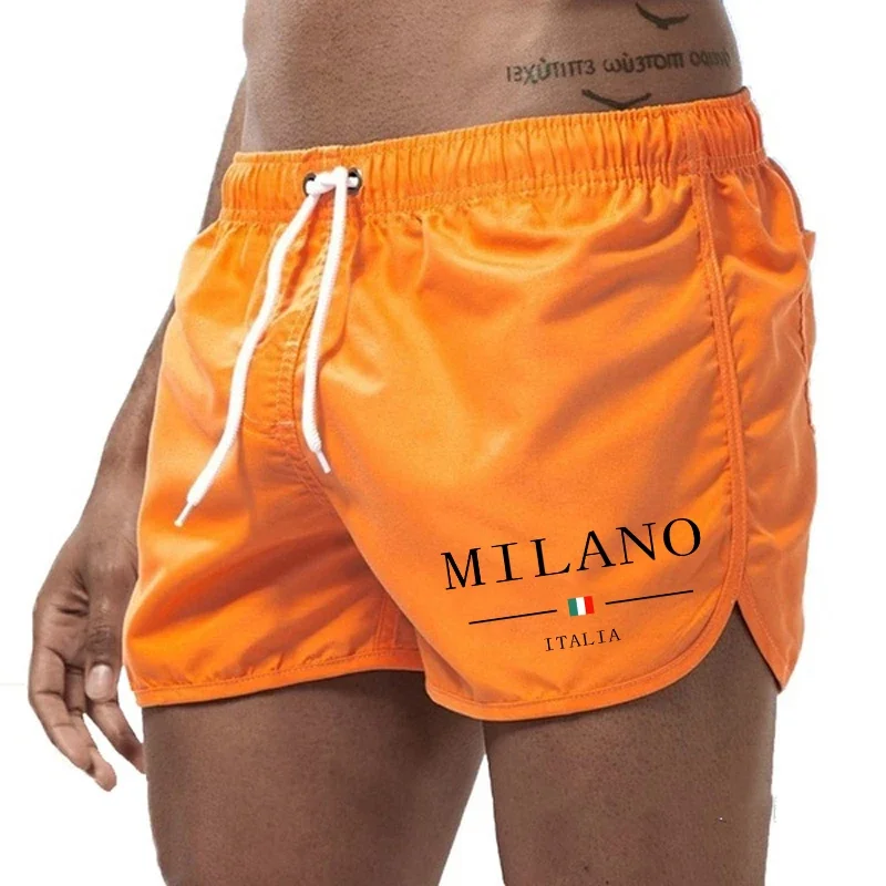 2026 Summer Men's Beach Shorts Urban Print Beach Trunks Jogging Casual Pants Quick Drying Swimming Homme Surf Lightweight Shorts