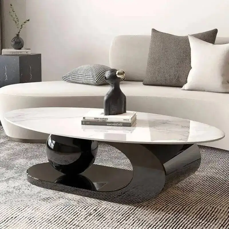 

Luxury Modern Table Italian Light Designer Coffee Black Oval Coffee Table High End Mesas De Centro Para Sala Home Furniture