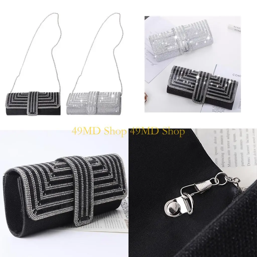 49MD Women's Evening Bag Envelope Clutch Purse Crystal Wedding Party Prom Banquet Bag