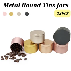 12PCS Metal Round Jars Aluminum Tins Mini Round Empty Candle Containers with Airtight Lids Canister for Coffee Tea Candy Storage