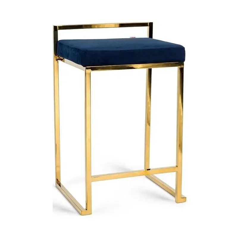 

For Wholesale Stackable Stainless Steel High Back Gold Hotel Bar Stool Velvet Bar Stool With Removeable Cushion