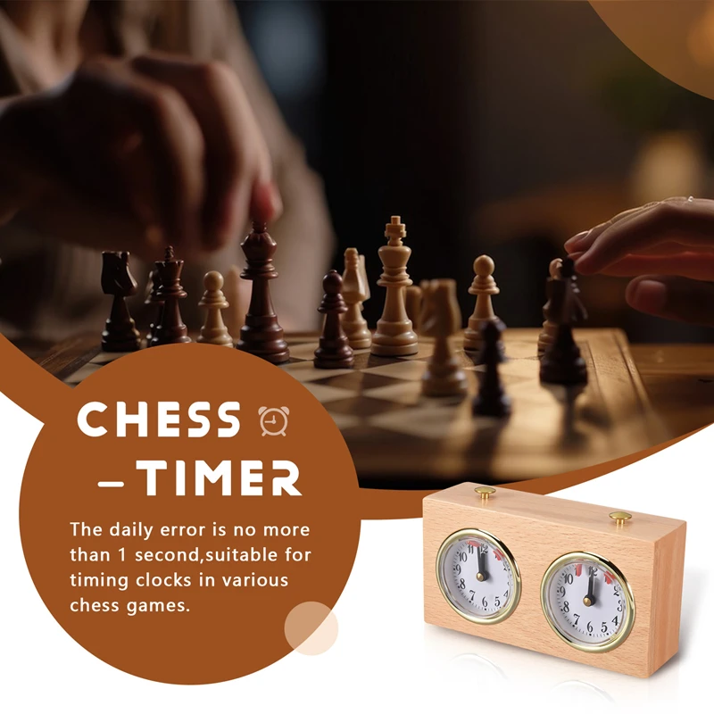 Chess Timer, Professional Digital International Chess Clock, Wooden Count Up Down Chess Timer, Portable Chess Timer