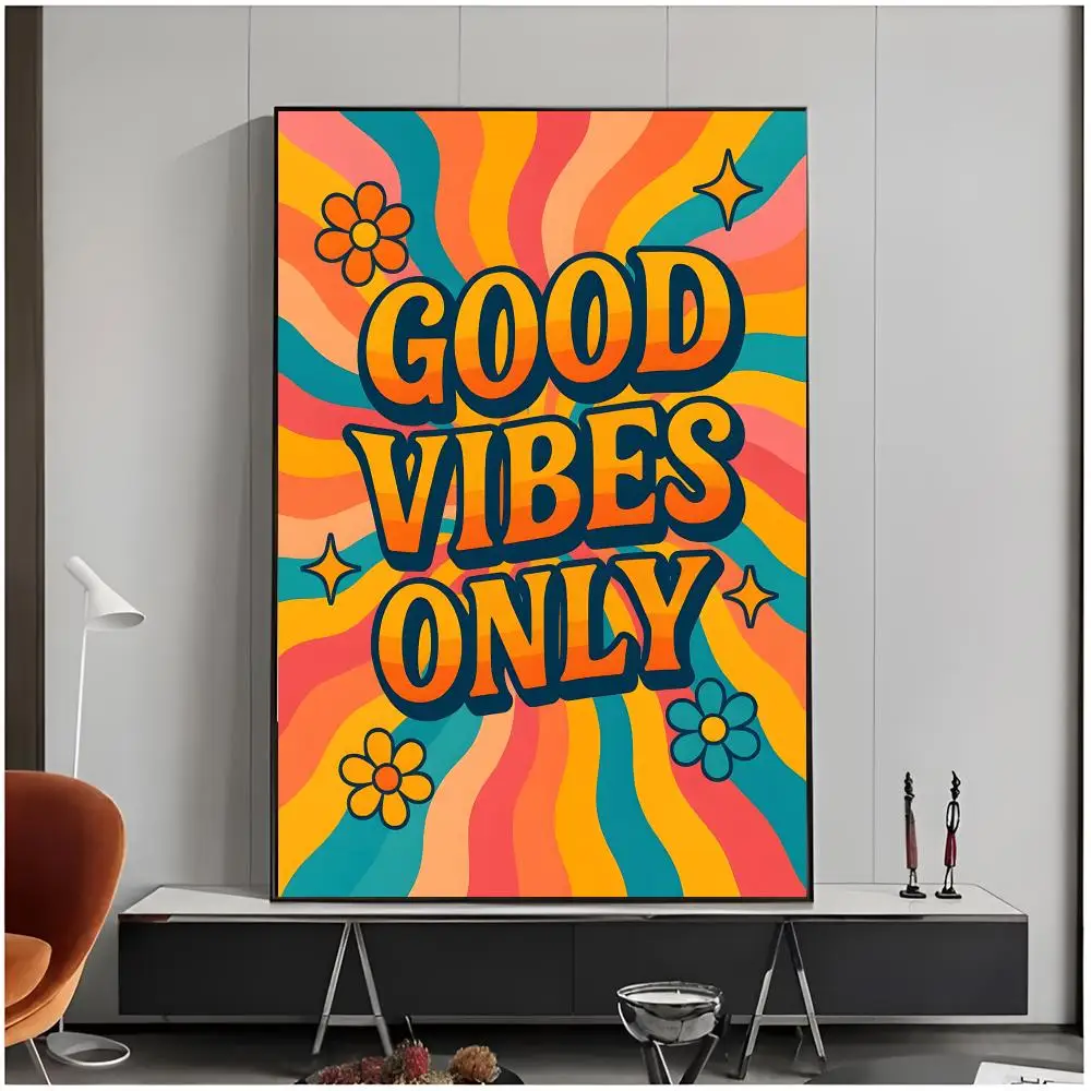 Uplifting Artwork G-Good Vibes Only Poster Living Room Bedroom Decorative Print Unframed Decor