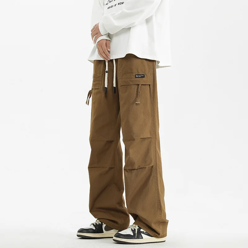 

Cotton Cargo Pants for Men Spring 2025 New Loose Straight Leg American Fashion Brand Wide Leg Casual Paratrooper Pants