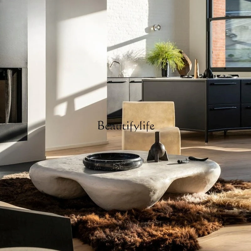 

02Wabi Sabi wind fiberglass coffee table small apartment household ancient recipe